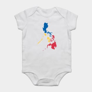 Philippines Filipino Map Sun and Stars Flag by AiReal Apparel Baby Bodysuit